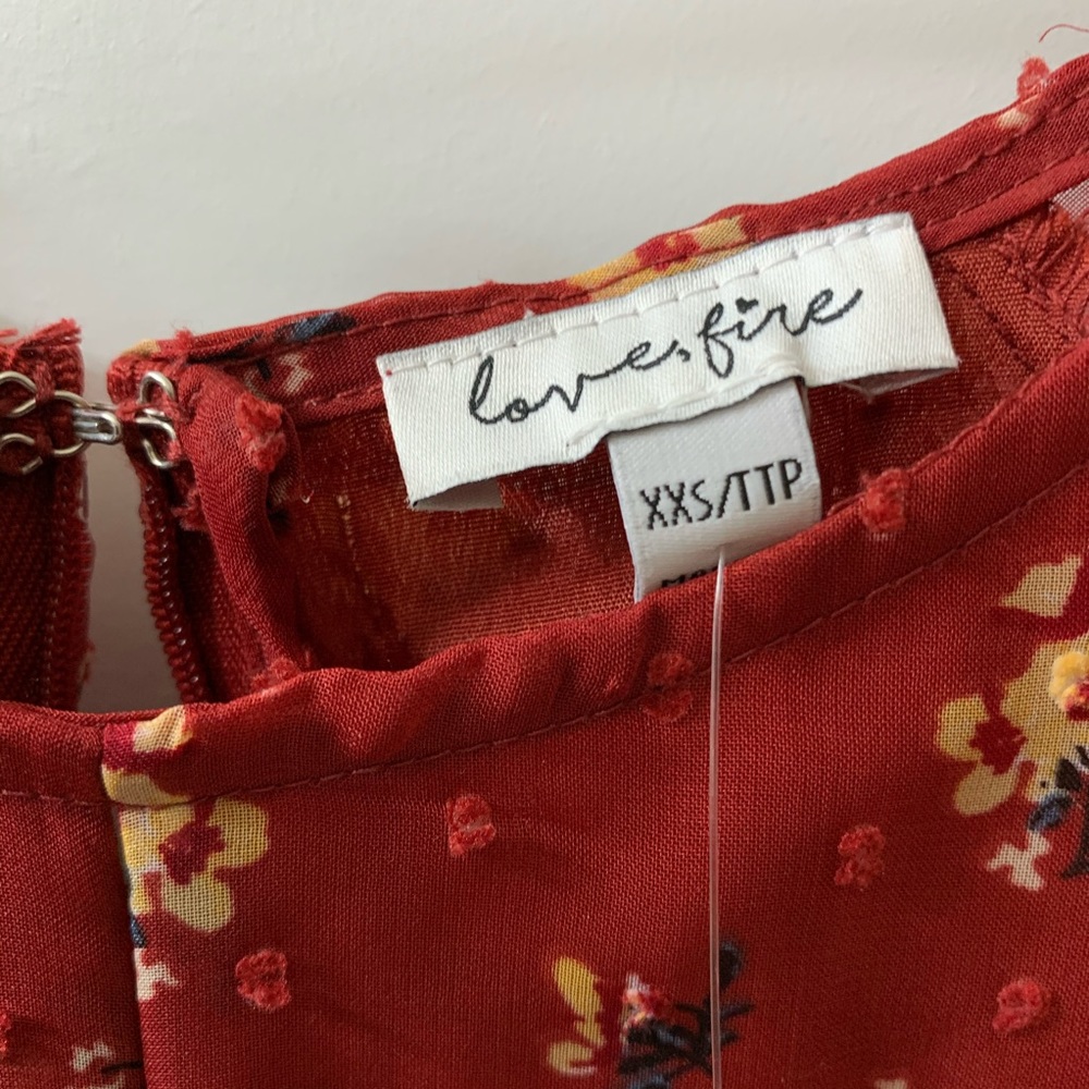 Fire,Love short sleeve floral dress. Rust color. - Picture 4 of 6